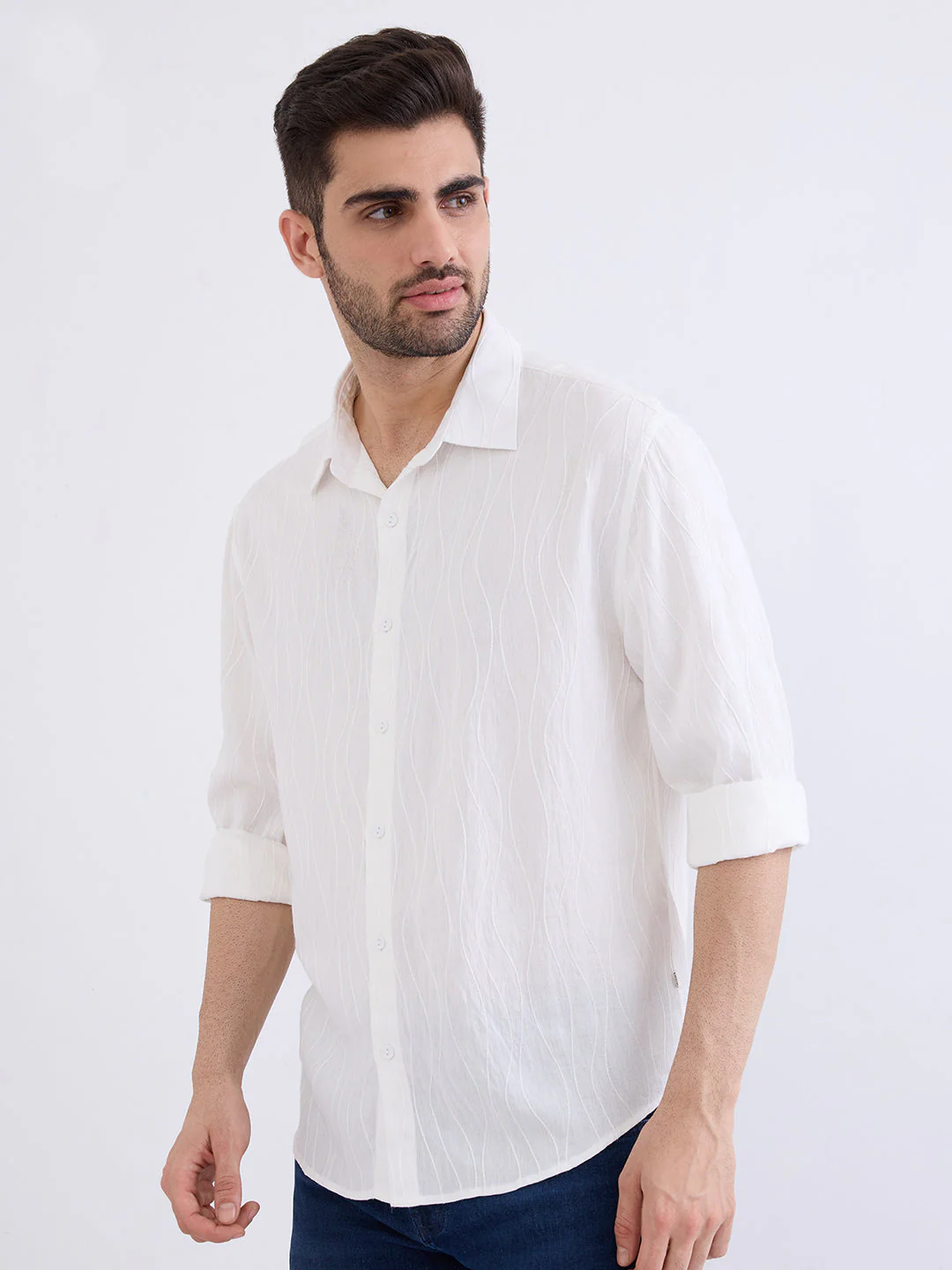 Men Shirt White Comfort Fit - Image 3