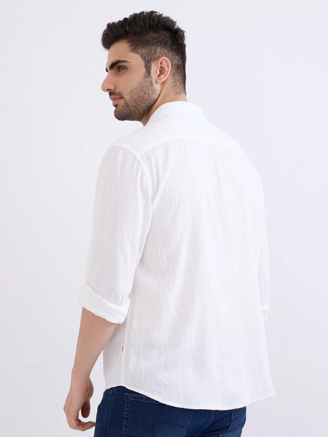Men Shirt White Comfort Fit - Image 4