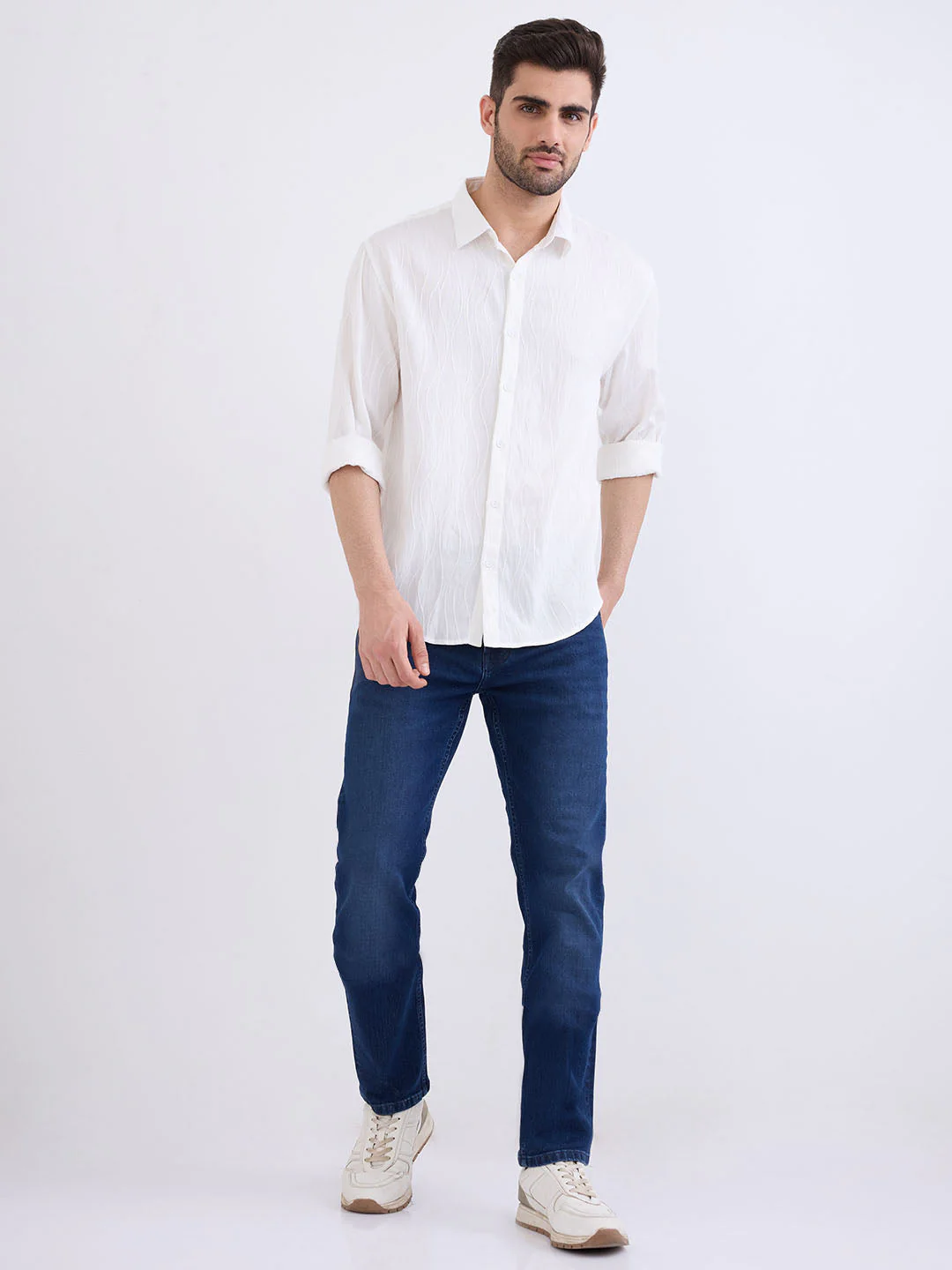 Men Shirt White Comfort Fit - Image 5