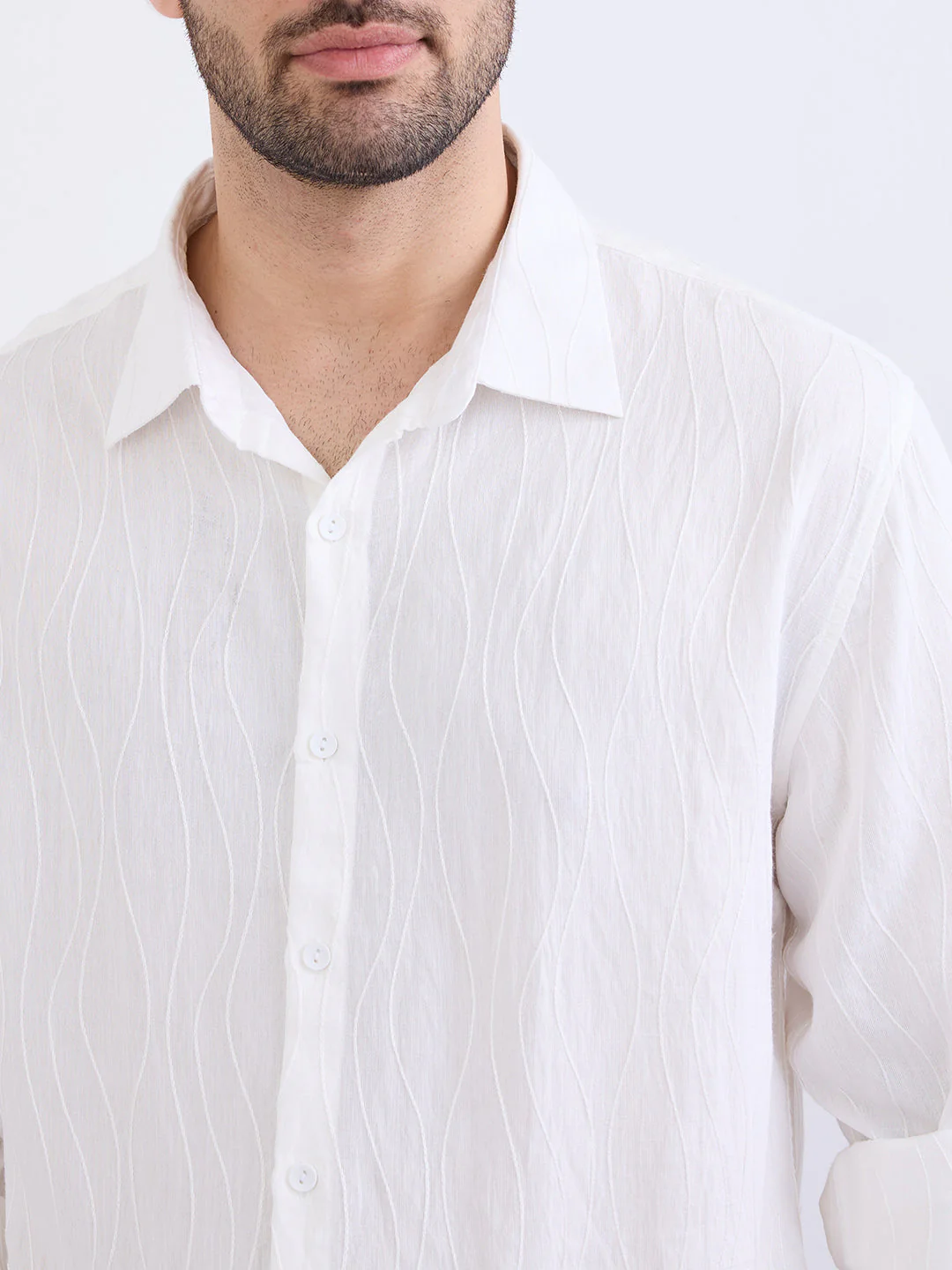 Men Shirt White Comfort Fit - Image 6