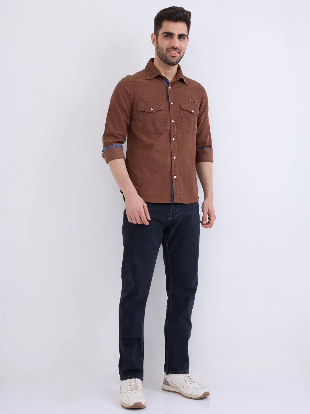 Men Shirt Brown Slim Fit - Image 5