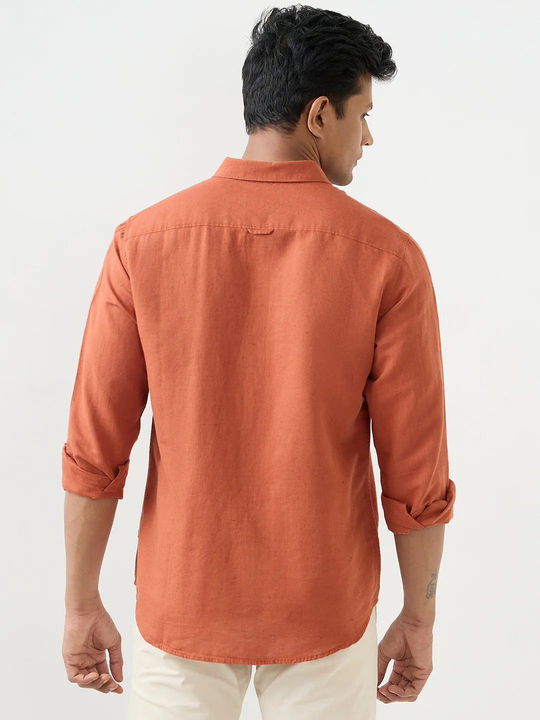 Men Shirt Orange Slim Fit - Image 4