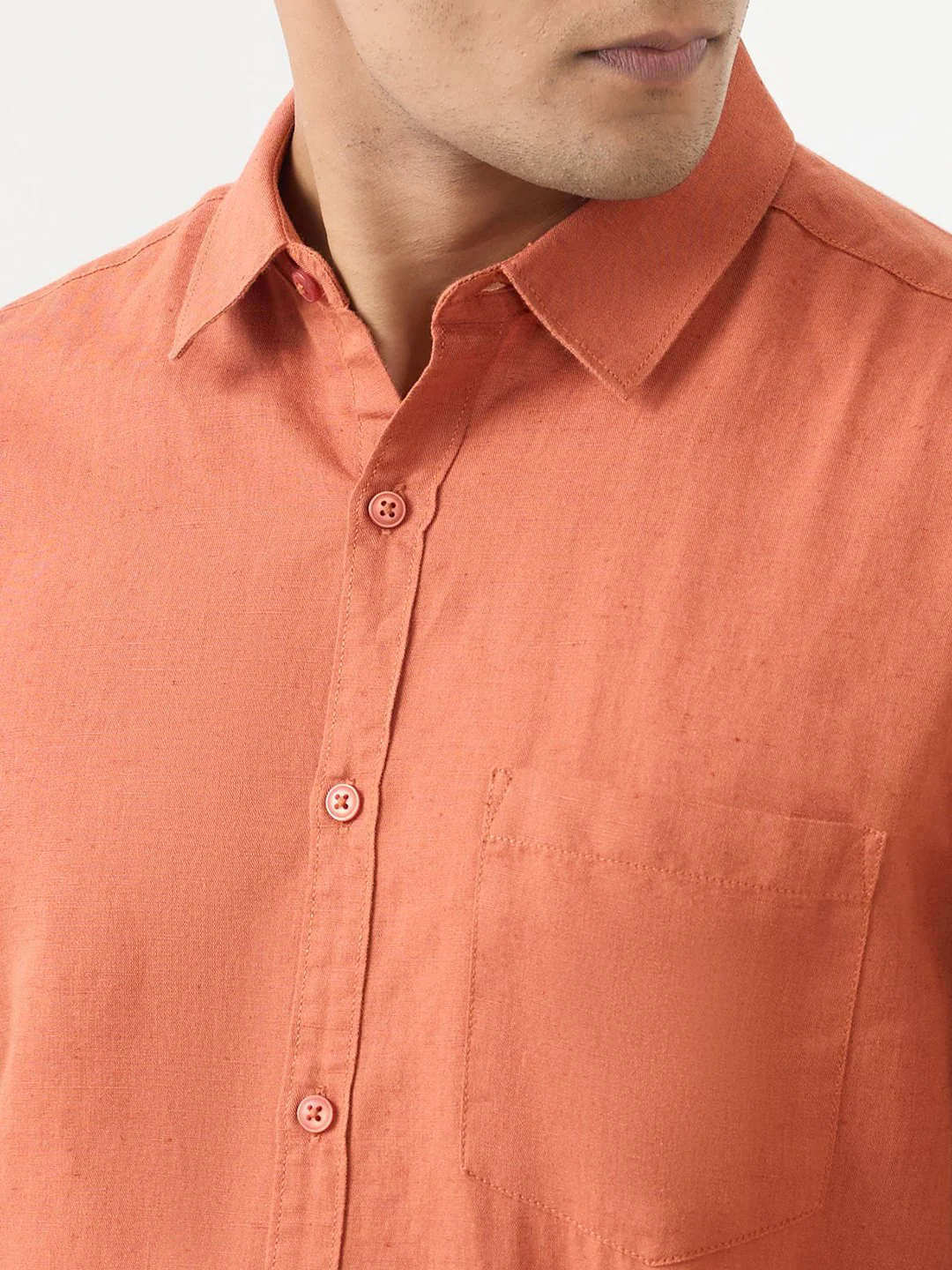 Men Shirt Orange Slim Fit - Image 6