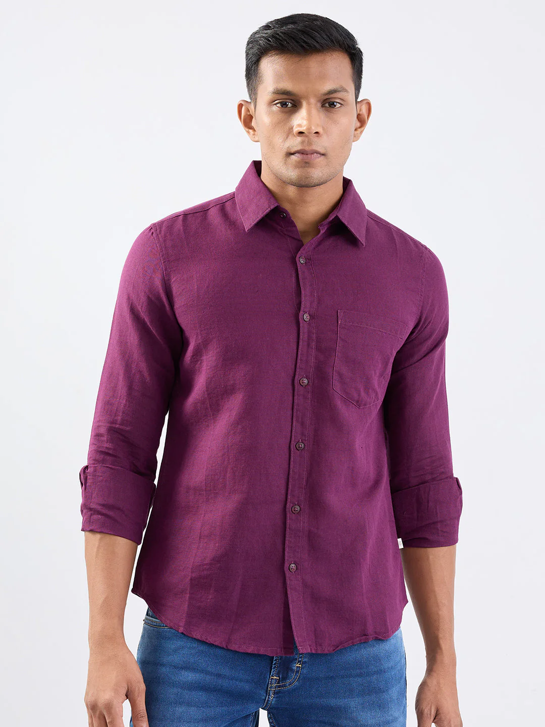 Men Shirt Red Slim Fit - Image 2