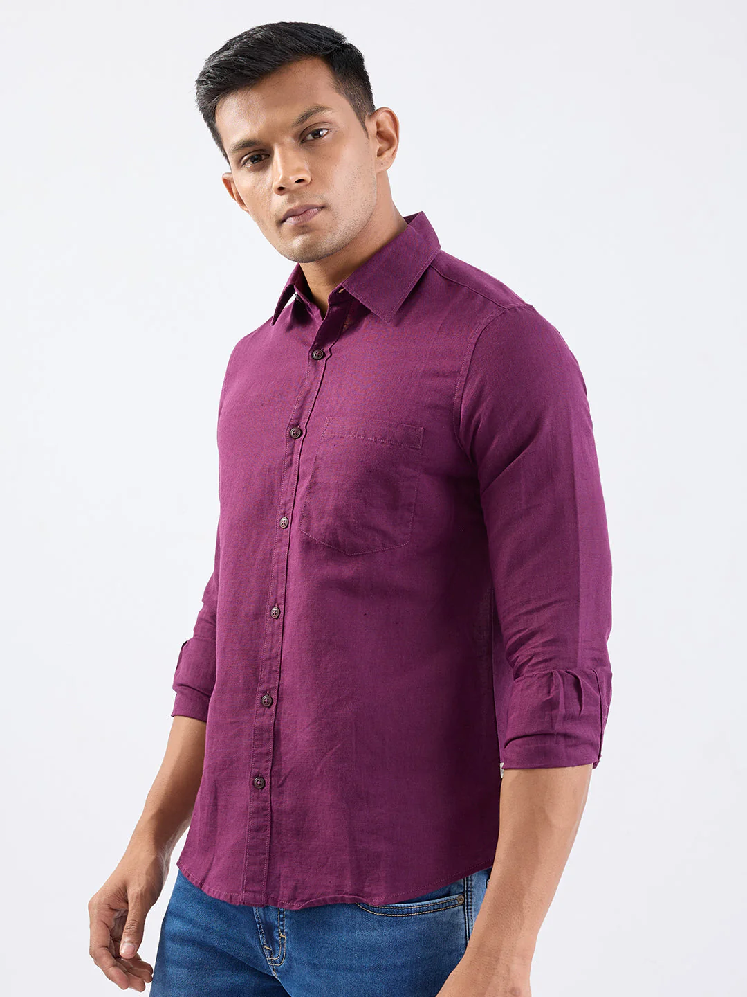 Men Shirt Red Slim Fit - Image 3