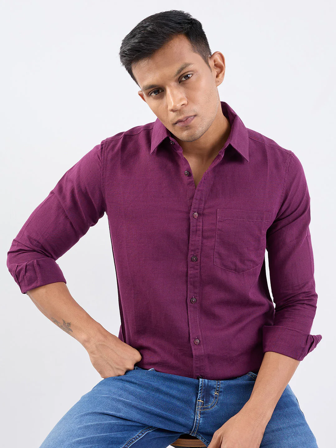 Men Shirt Red Slim Fit - Image 7