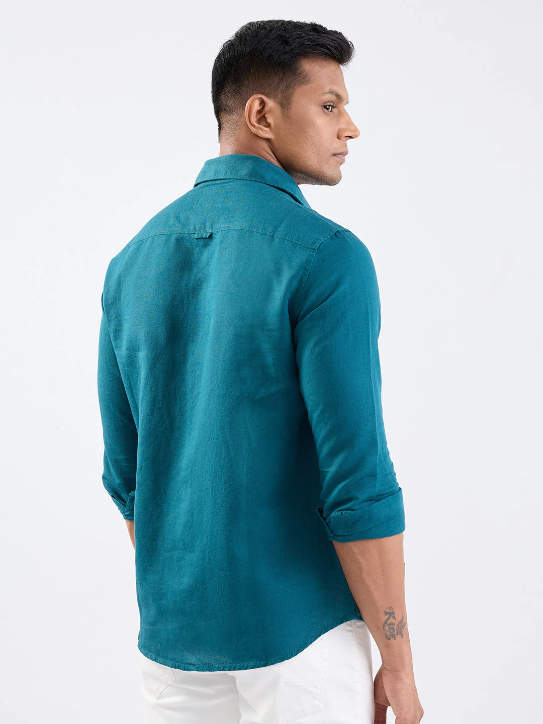 Men Shirt Green Slim Fit - Image 4