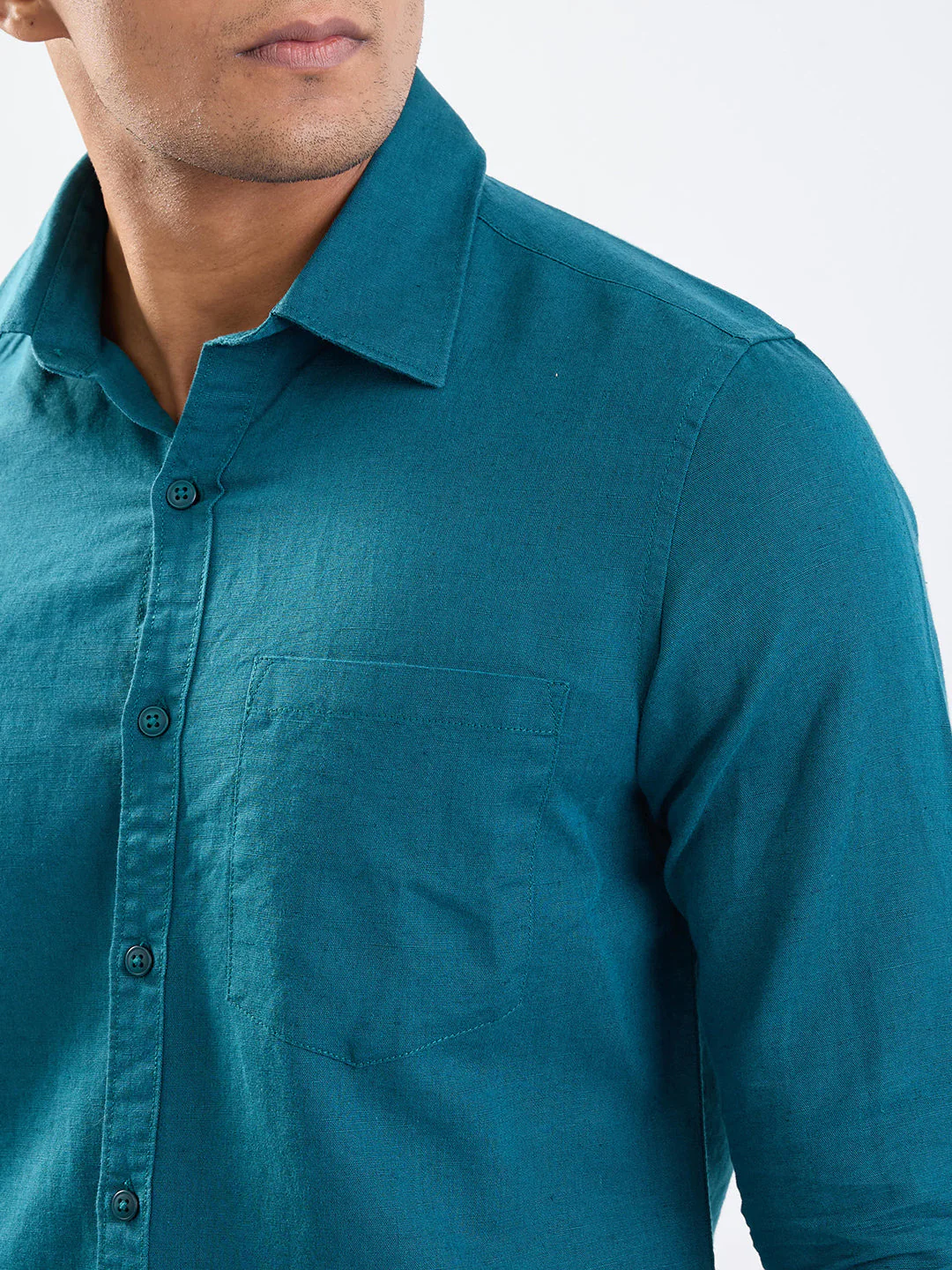 Men Shirt Green Slim Fit - Image 6
