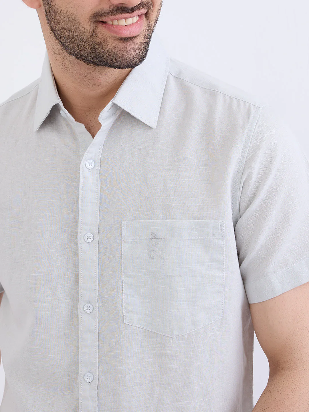 Men Shirt Grey Slim Fit - Image 6