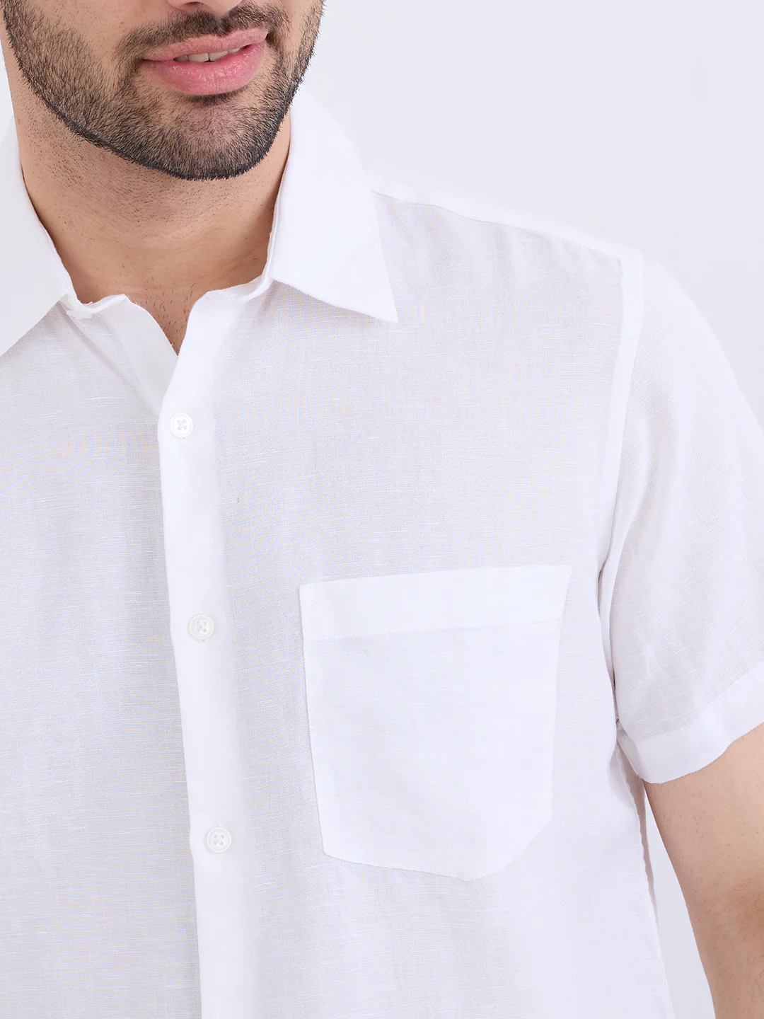 Men Shirt Solid White Slim Fit - Image 6