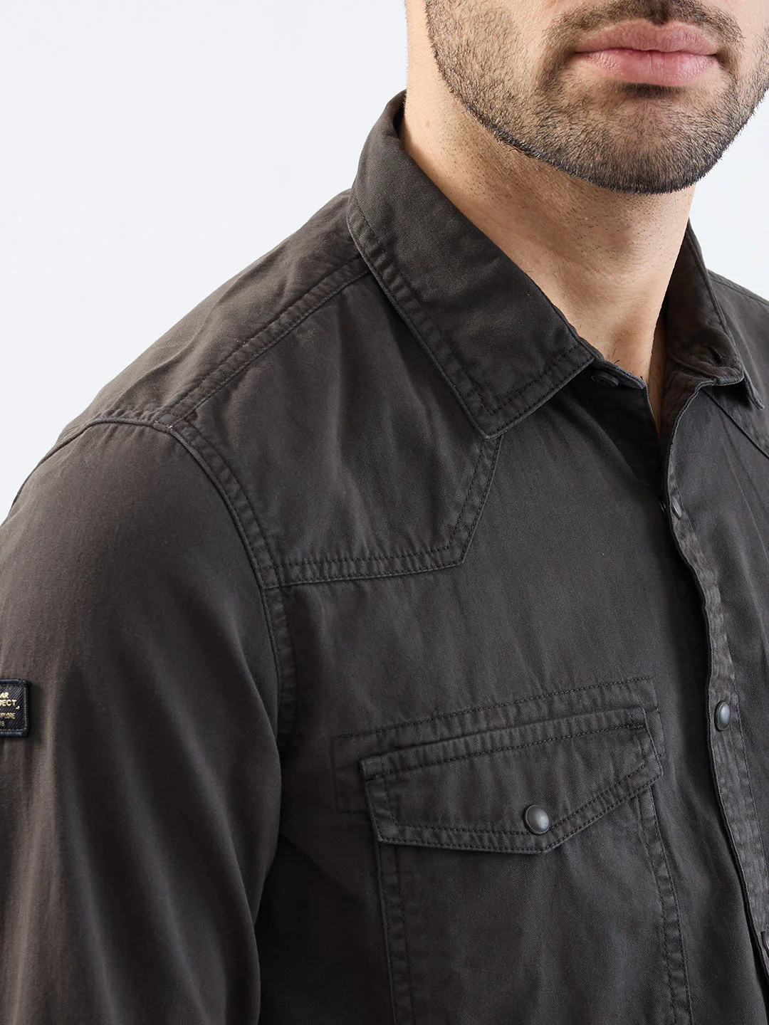 Men Shirt Grey Slim Fit - Image 6