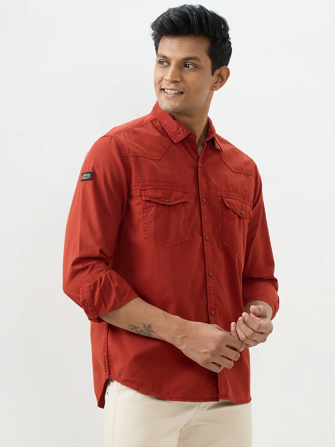 Men Shirt Rust Slim Fit