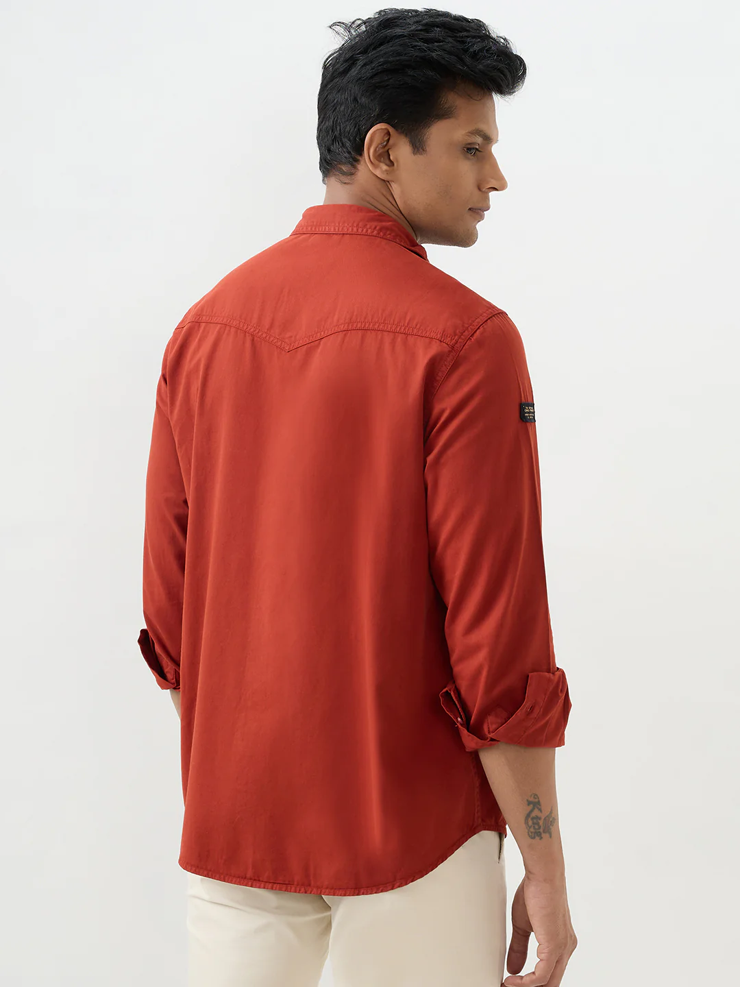Men Shirt Rust Slim Fit - Image 4