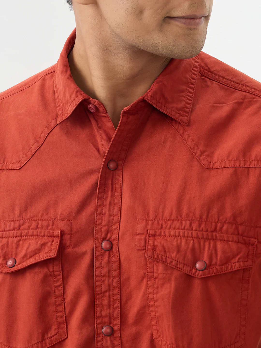 Men Shirt Rust Slim Fit - Image 6