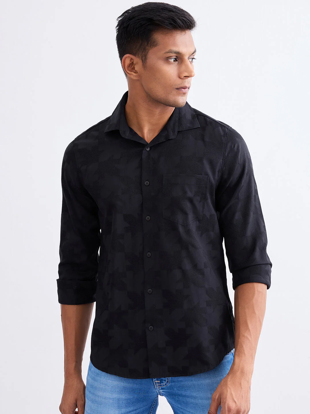 Men Shirt Black Slim Fit - Image 2