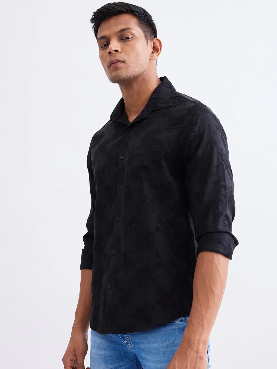 Men Shirt Black Slim Fit - Image 3