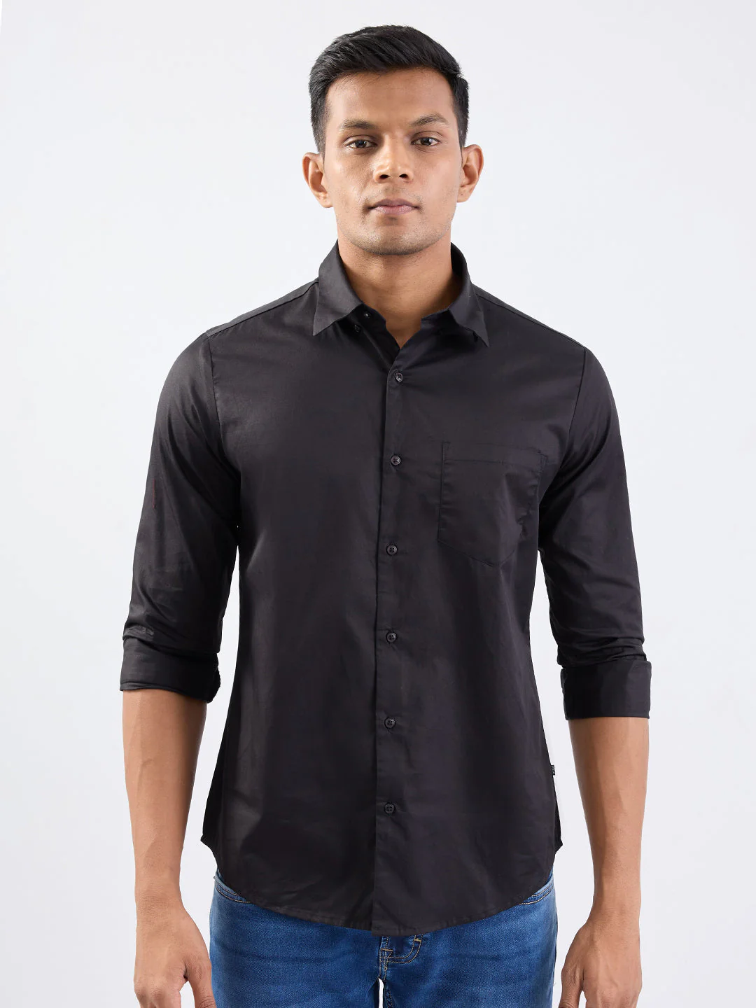 Men Shirt Black Slim Fit - Image 2