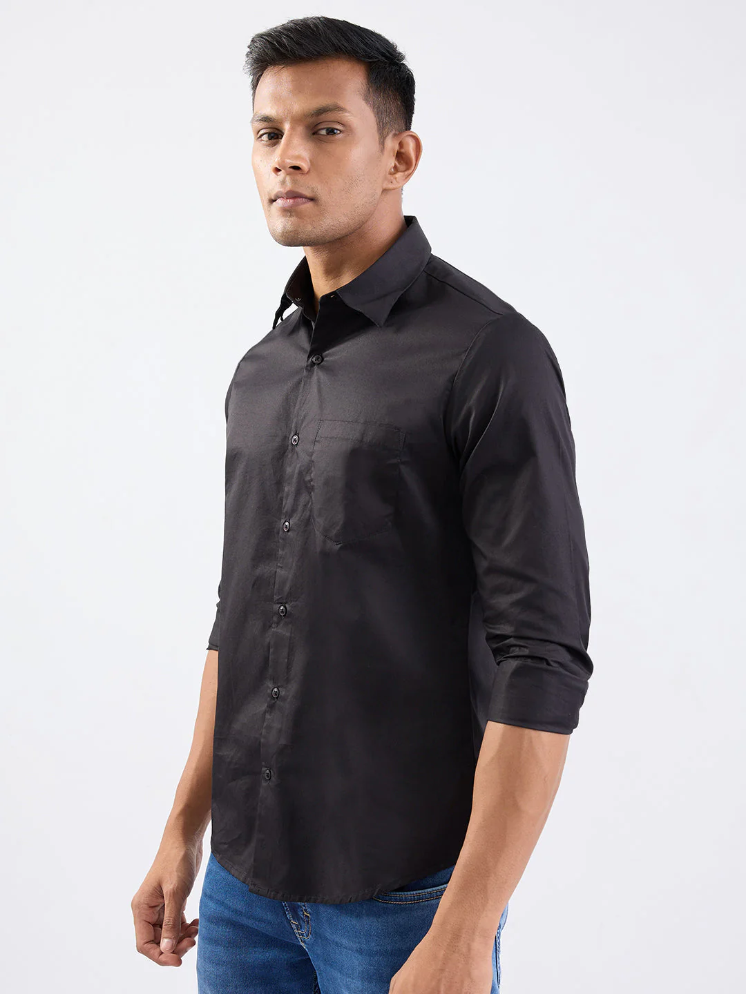 Men Shirt Black Slim Fit - Image 3