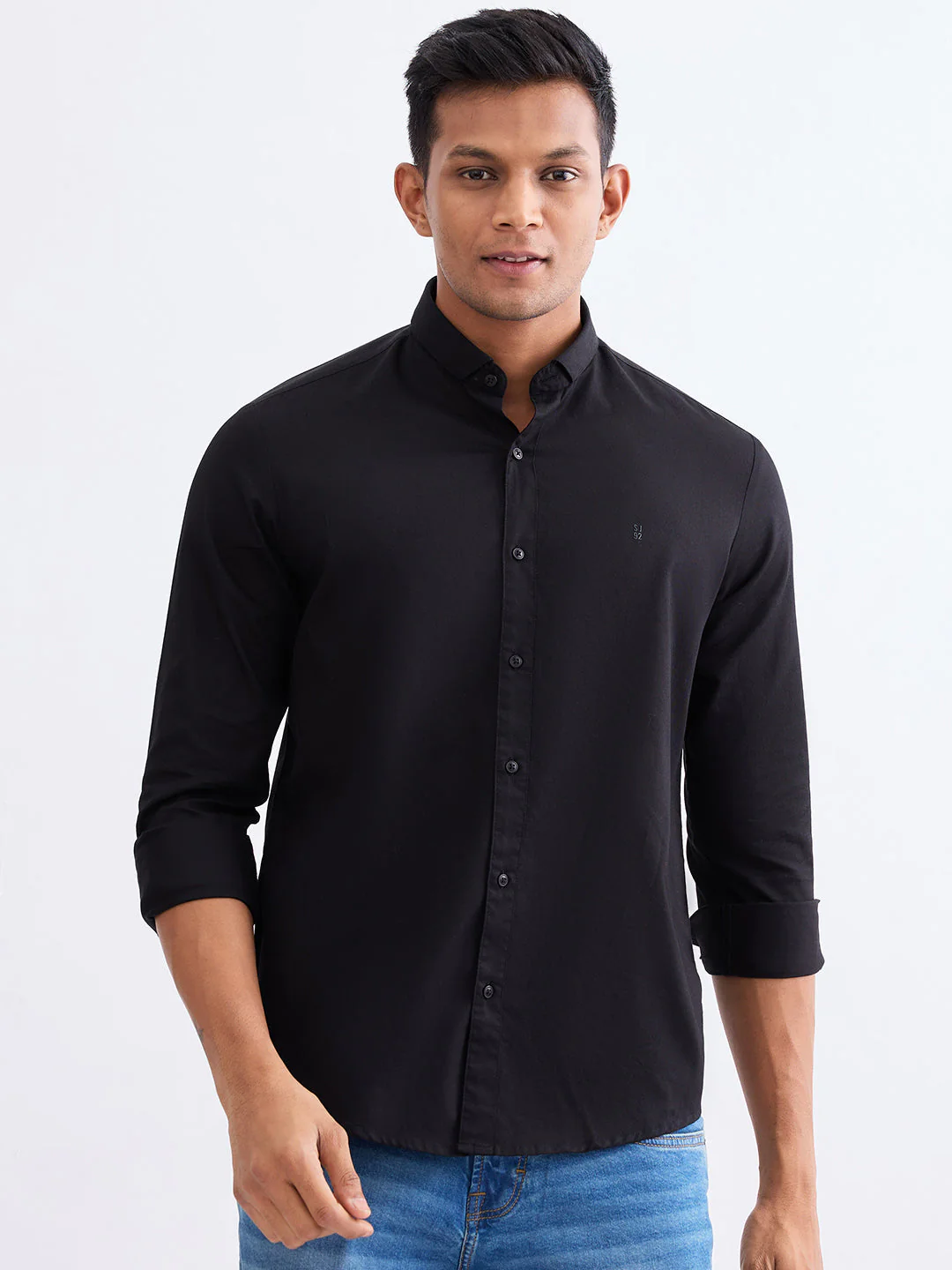 Men Shirt Black Slim Fit - Image 2