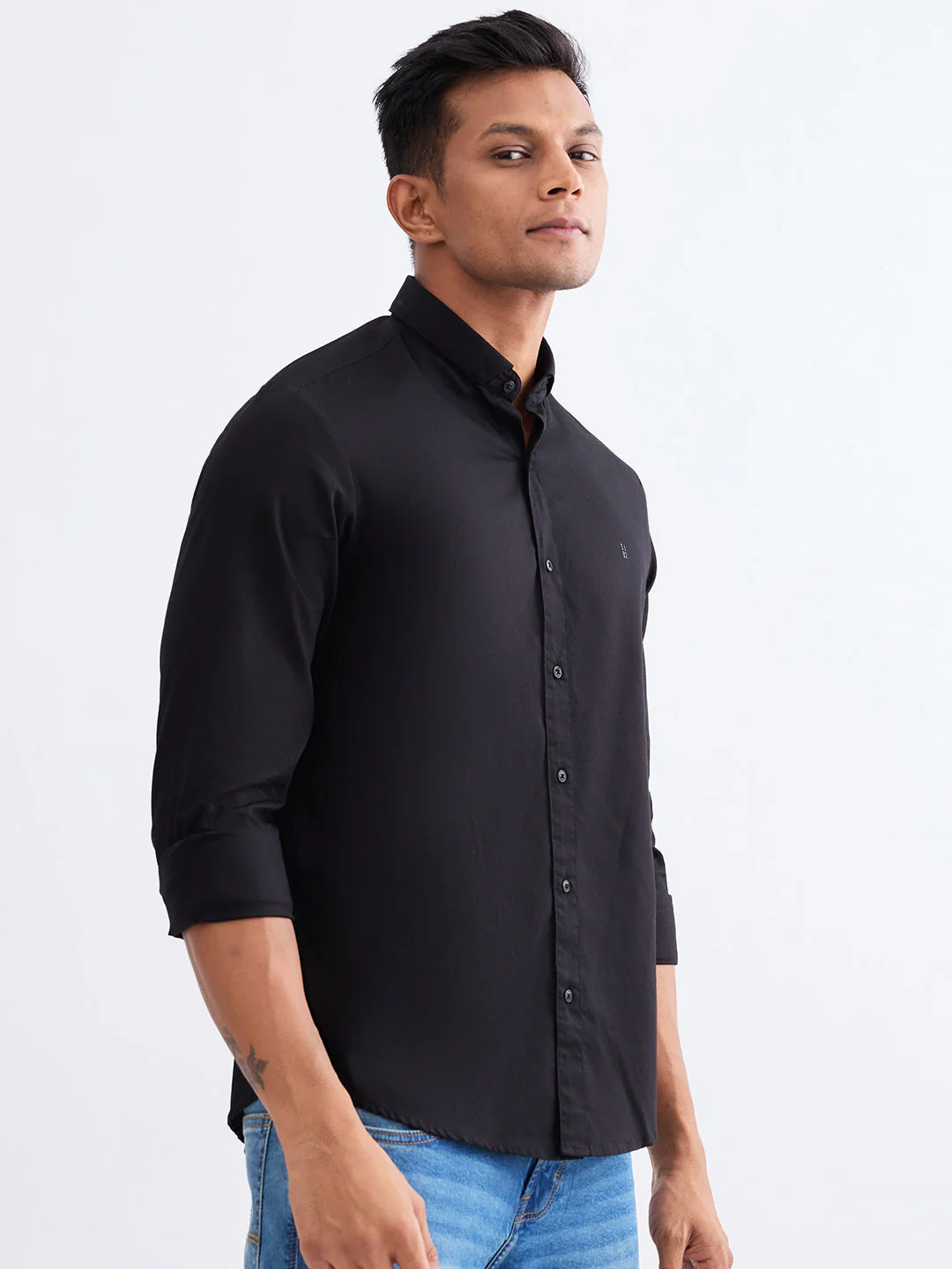 Men Shirt Black Slim Fit - Image 3