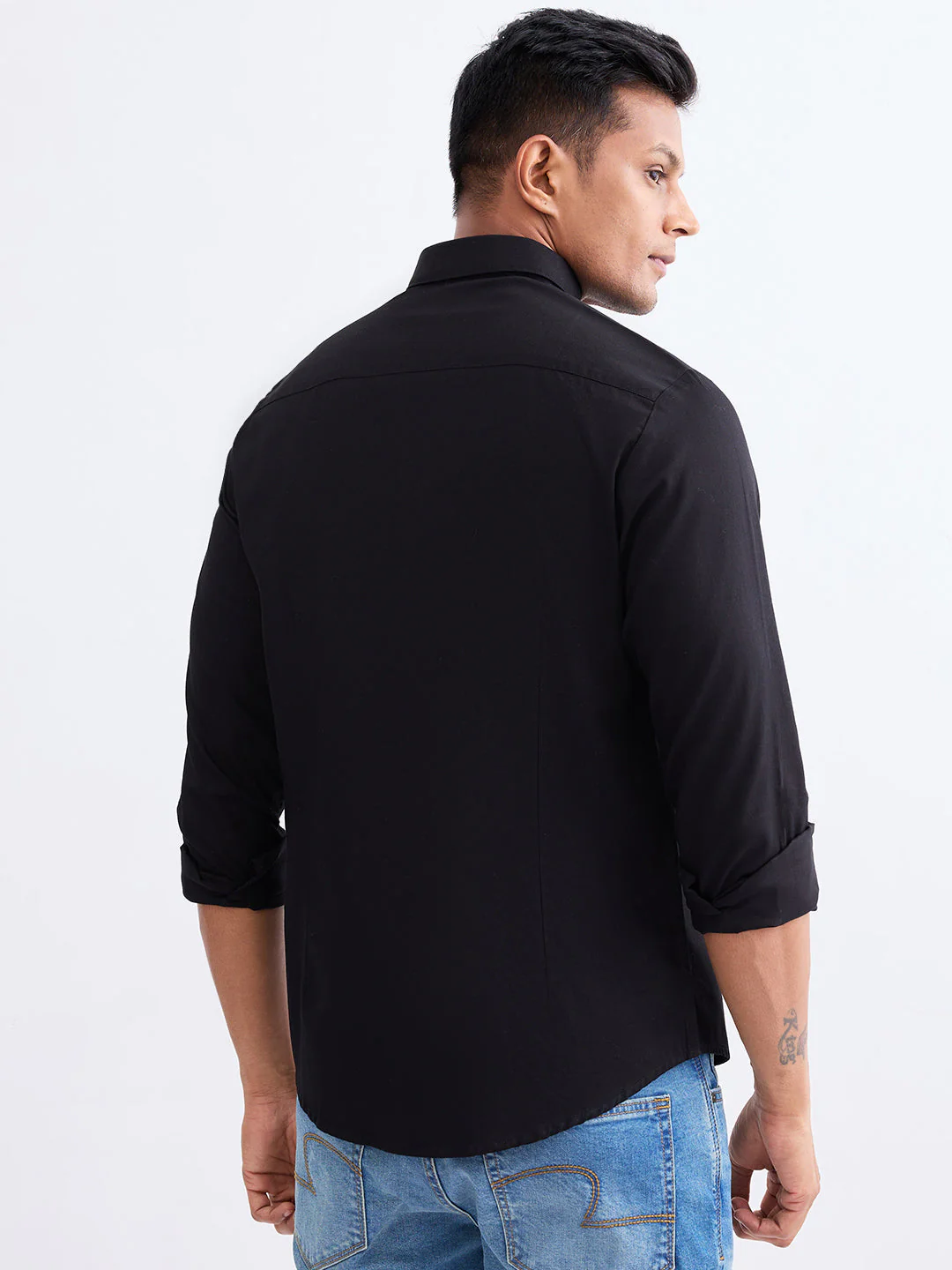 Men Shirt Black Slim Fit - Image 4