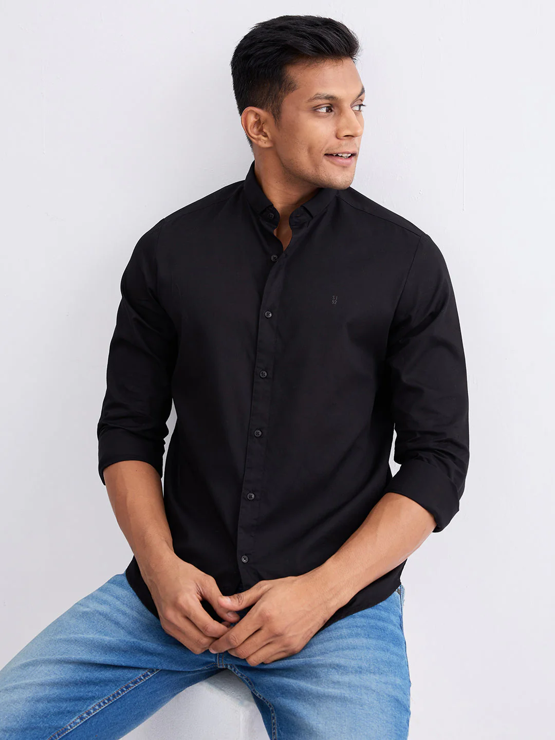 Men Shirt Black Slim Fit - Image 7