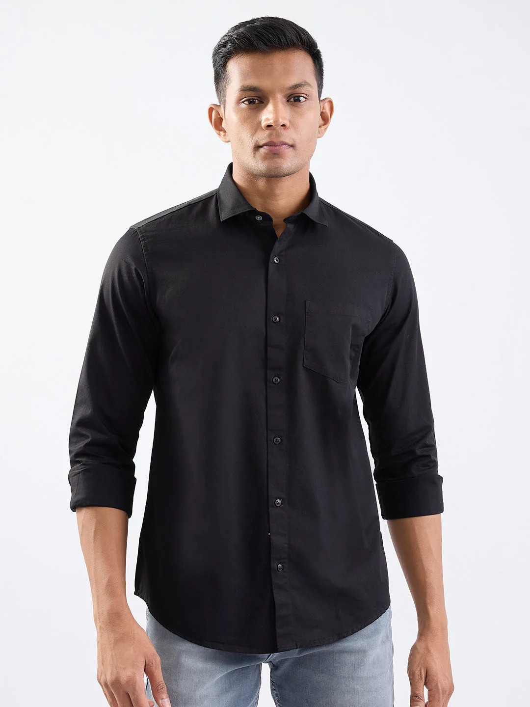 Men Shirt Black Slim Fit - Image 2