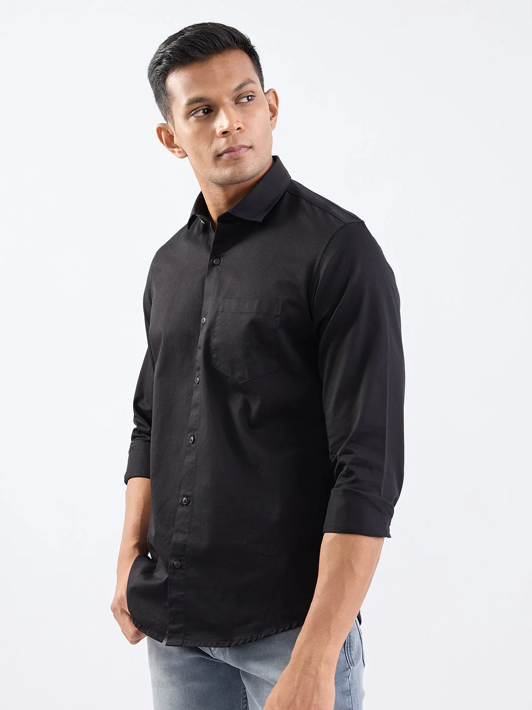 Men Shirt Black Slim Fit - Image 3