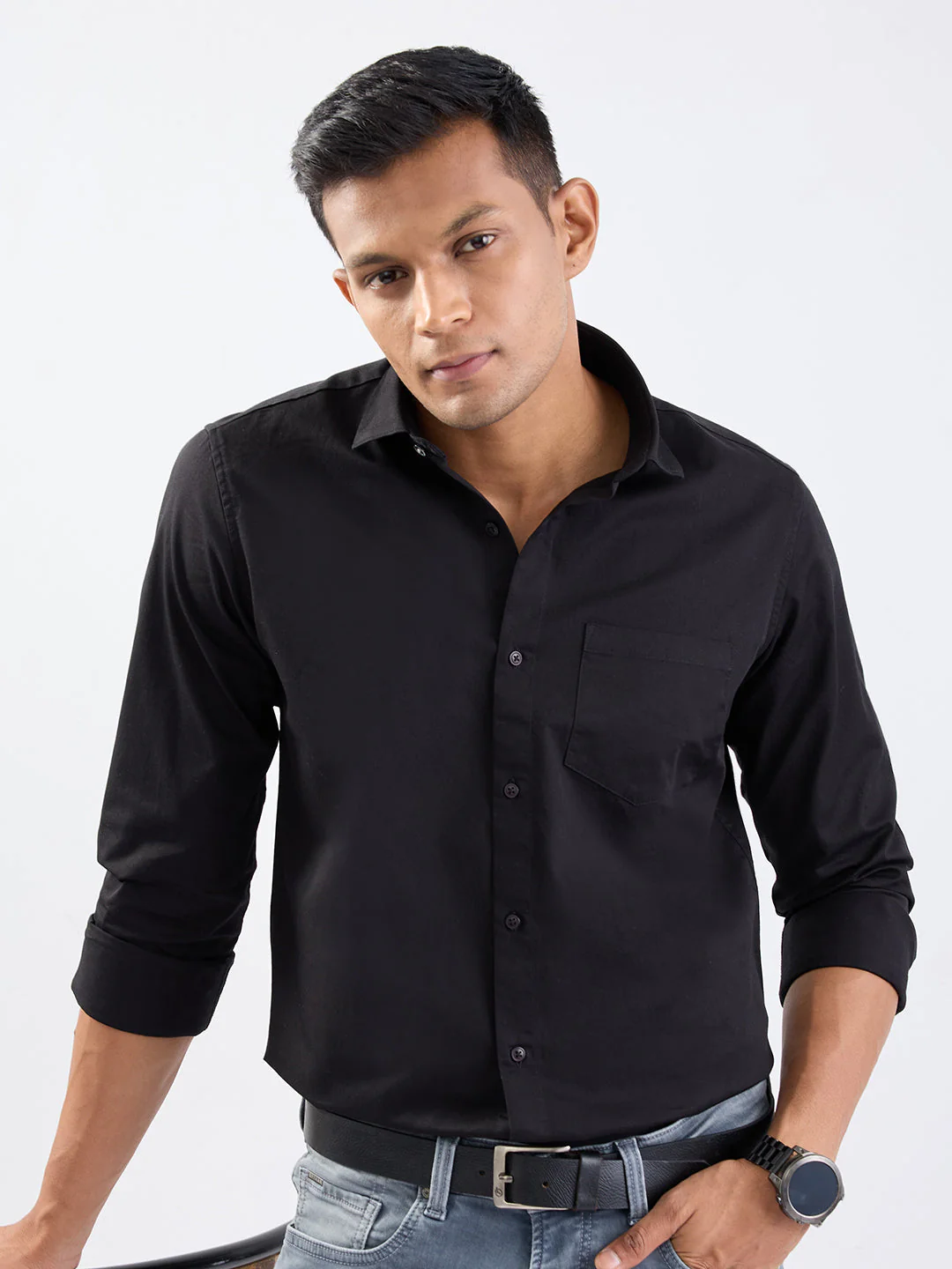 Men Shirt Black Slim Fit - Image 7