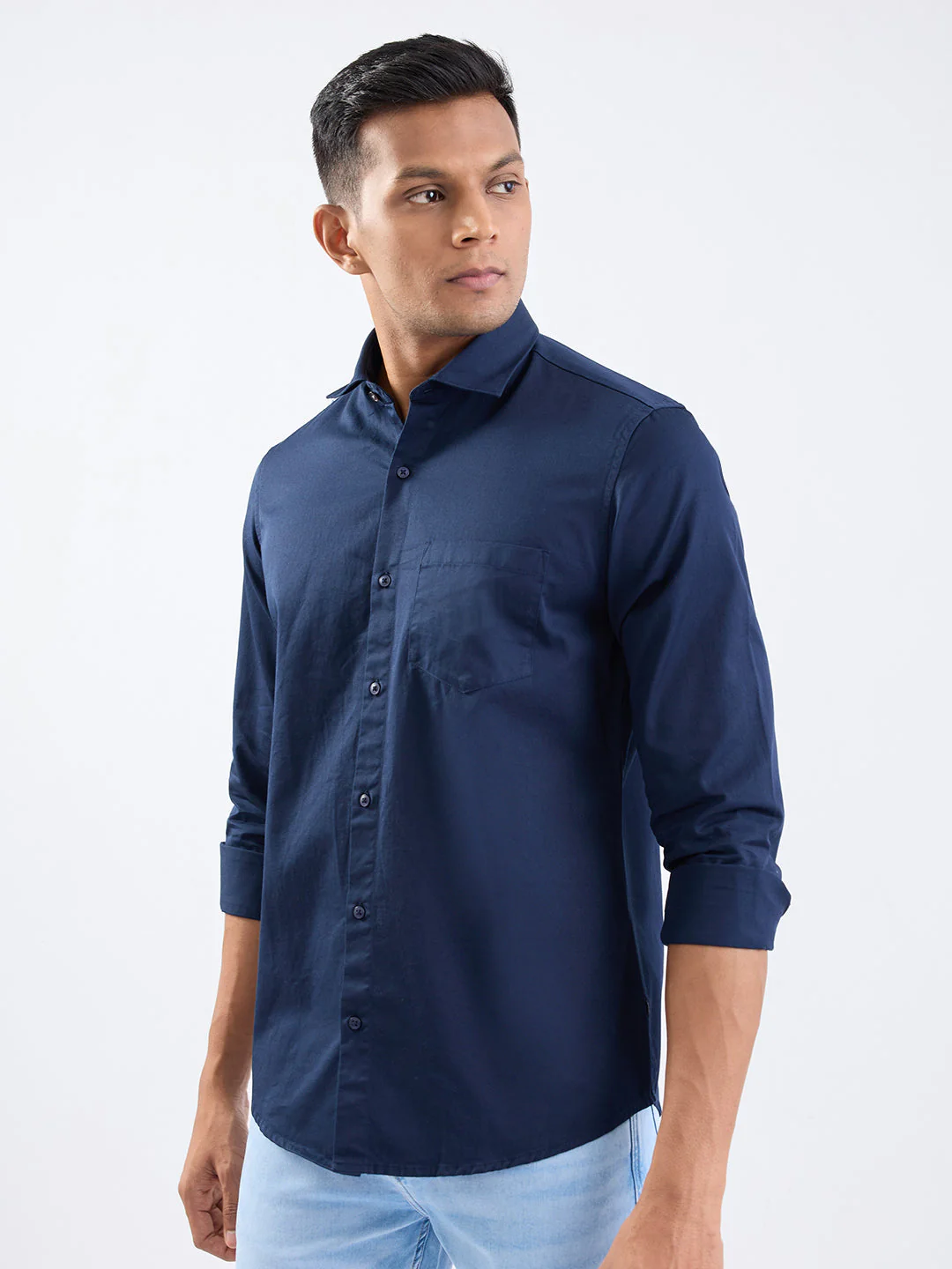 Men Shirt Blue Slim Fit - Image 3