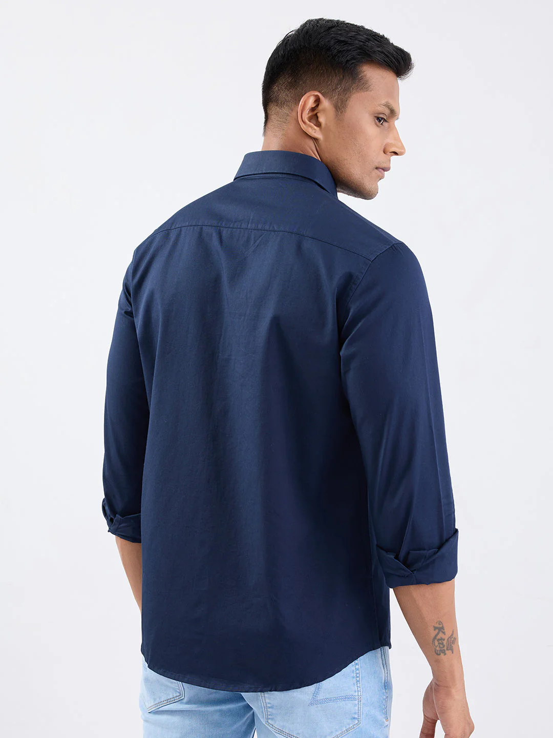 Men Shirt Blue Slim Fit - Image 4
