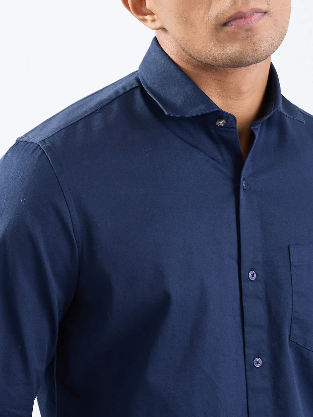 Men Shirt Blue Slim Fit - Image 6