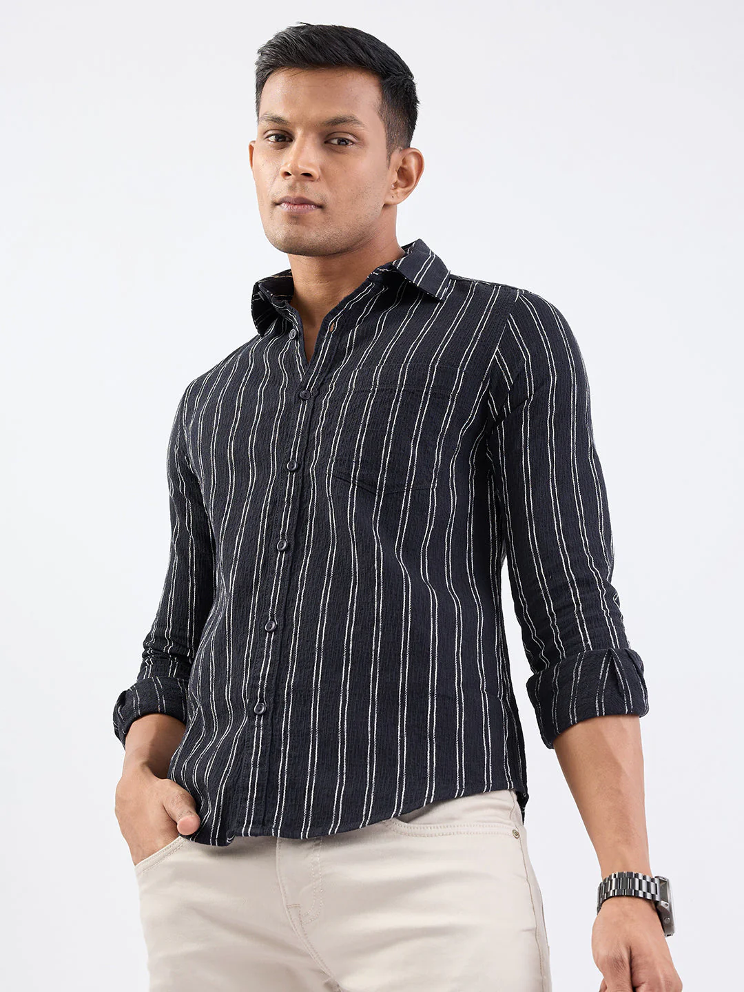Men Shirt Black Slim Fit - Image 6