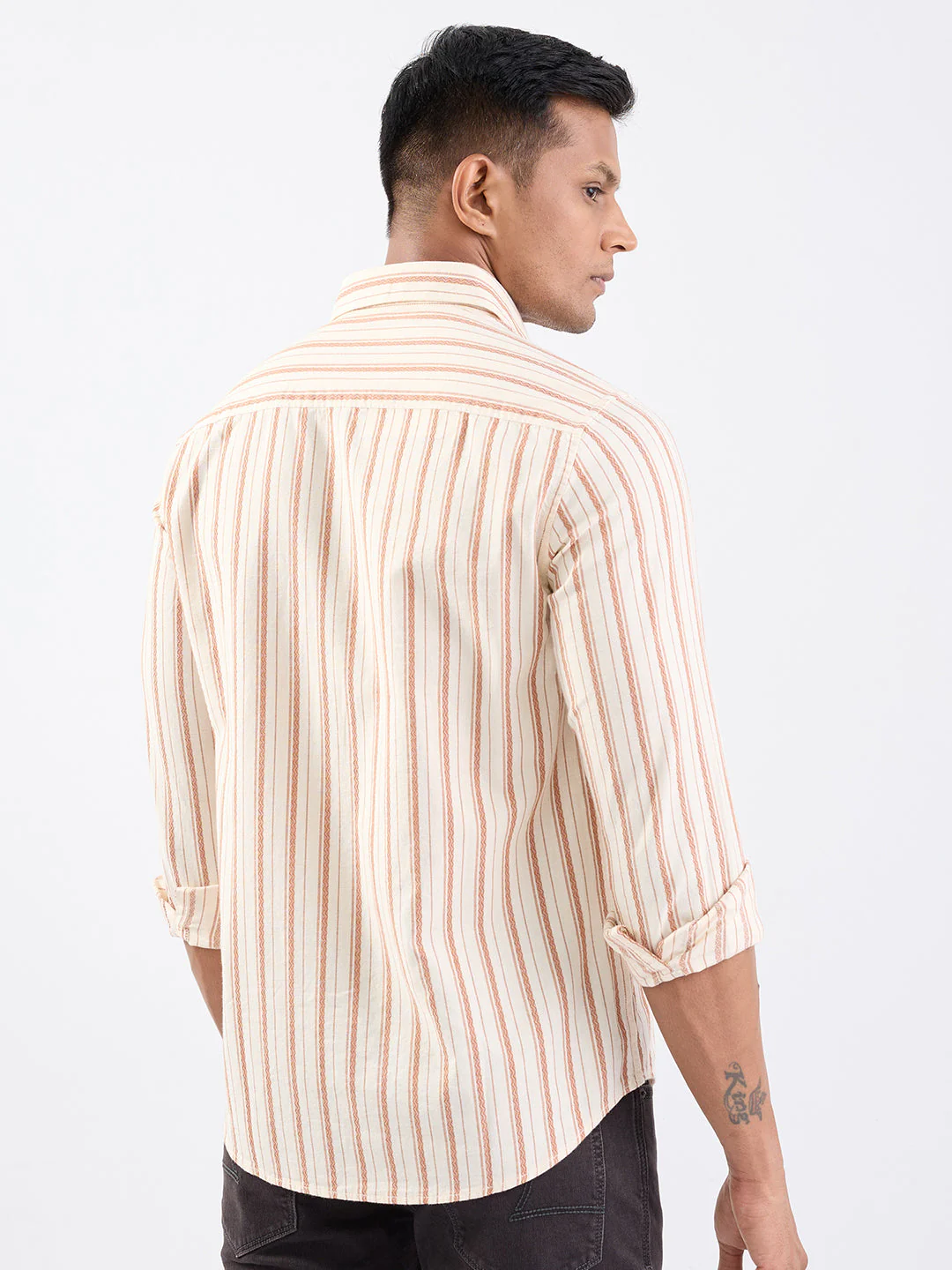 Men Shirt Brown Slim Fit - Image 4