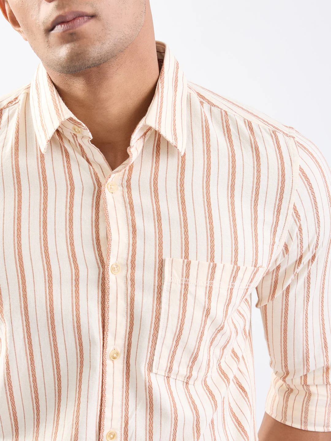 Men Shirt Brown Slim Fit - Image 6