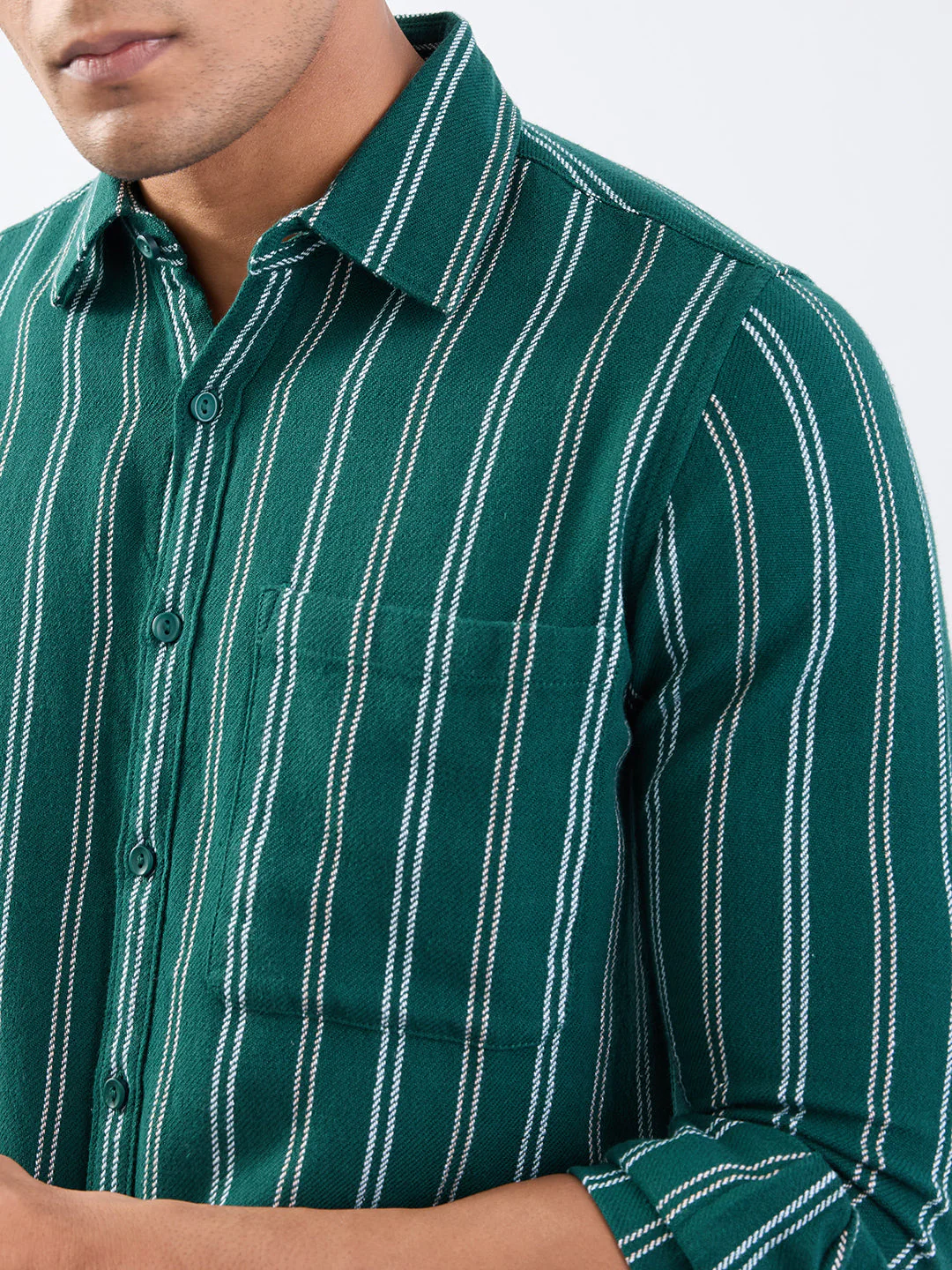 Men Shirt Green Slim Fit - Image 13