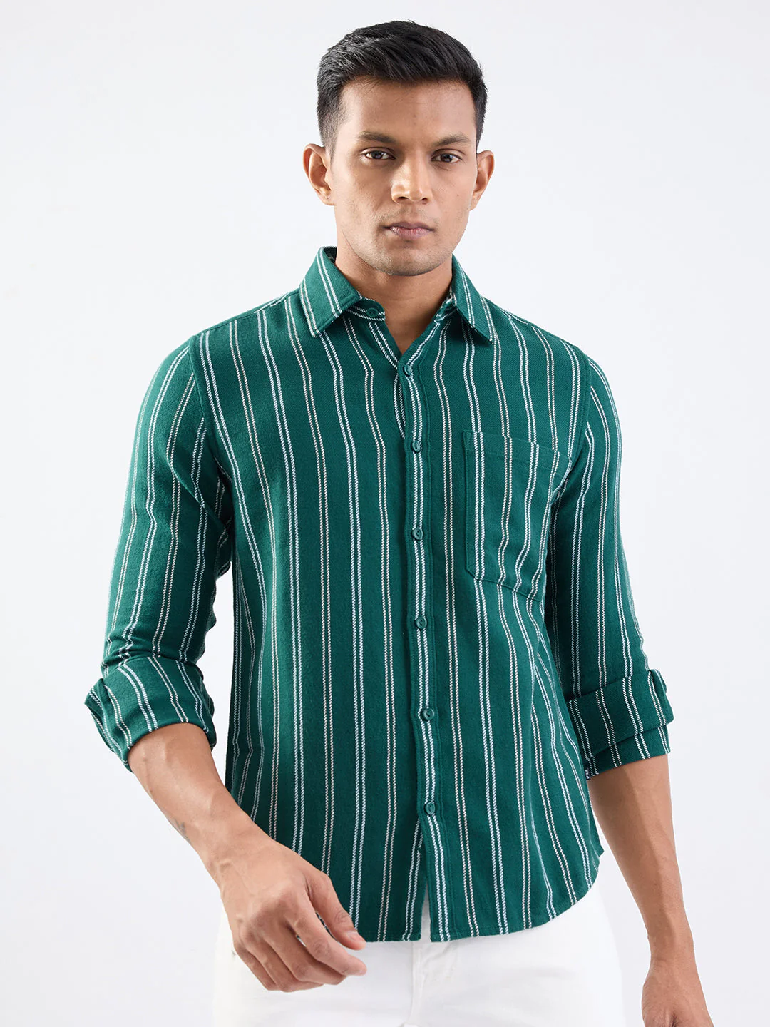 Men Shirt Green Slim Fit - Image 8