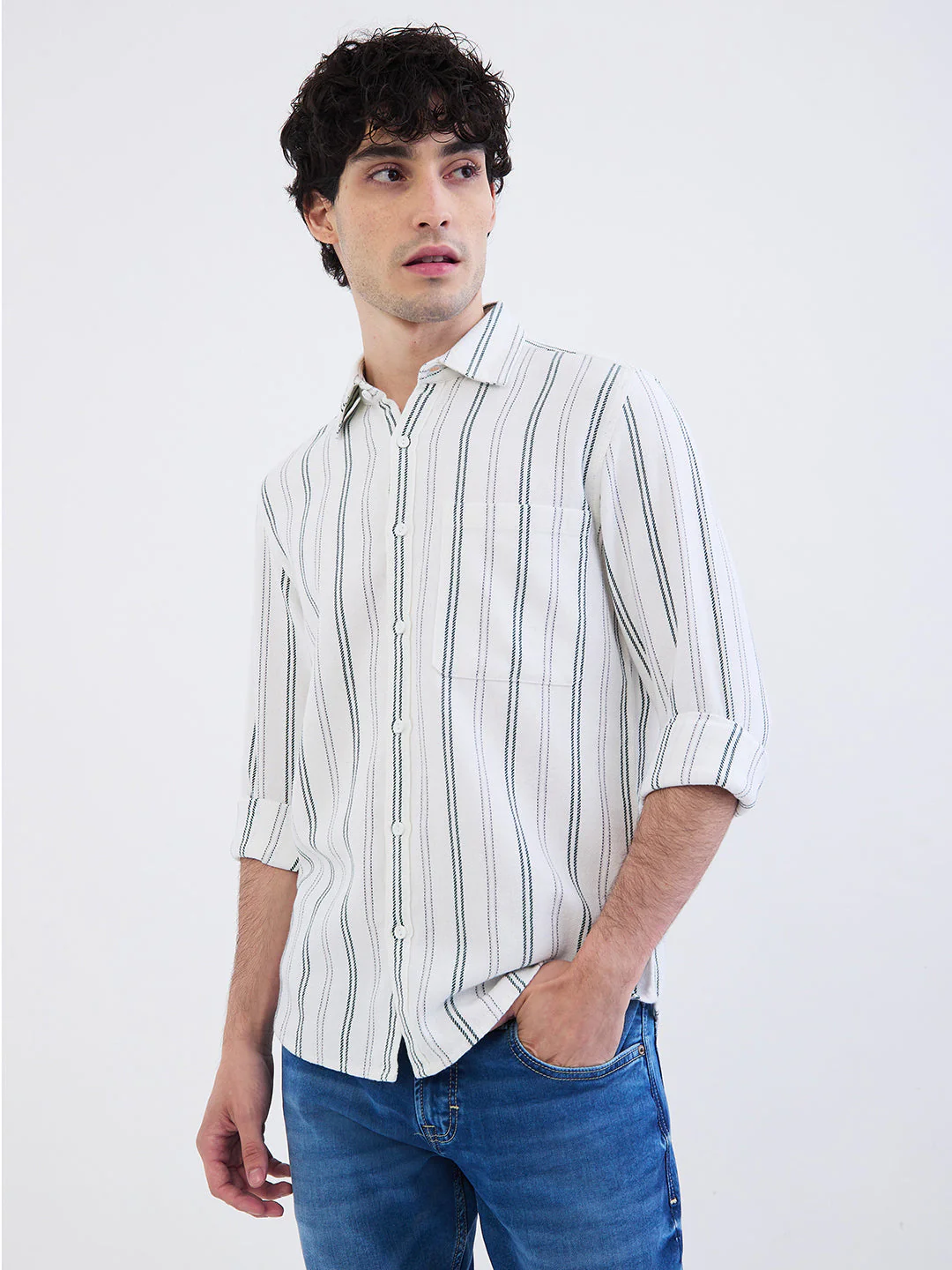 Men Shirt White Slim Fit - Image 3