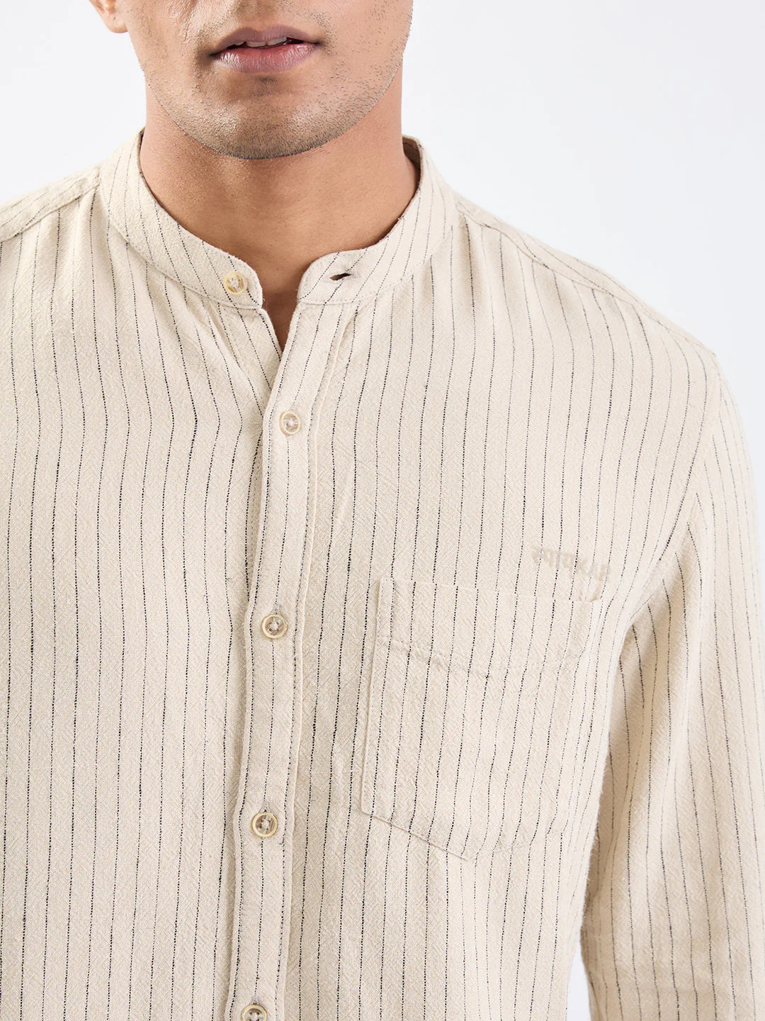 Men Shirt Beige Slim Fit - Image 6