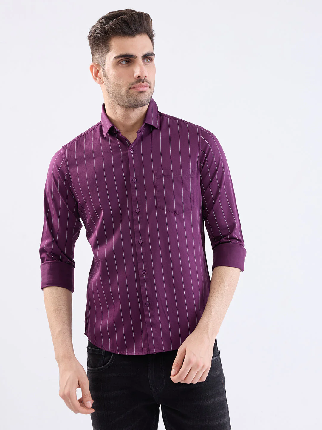 Men Shirt Red Slim Fit - Image 2