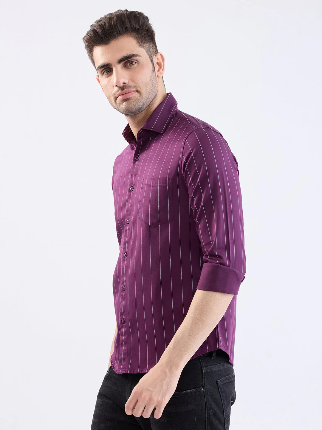 Men Shirt Red Slim Fit - Image 3