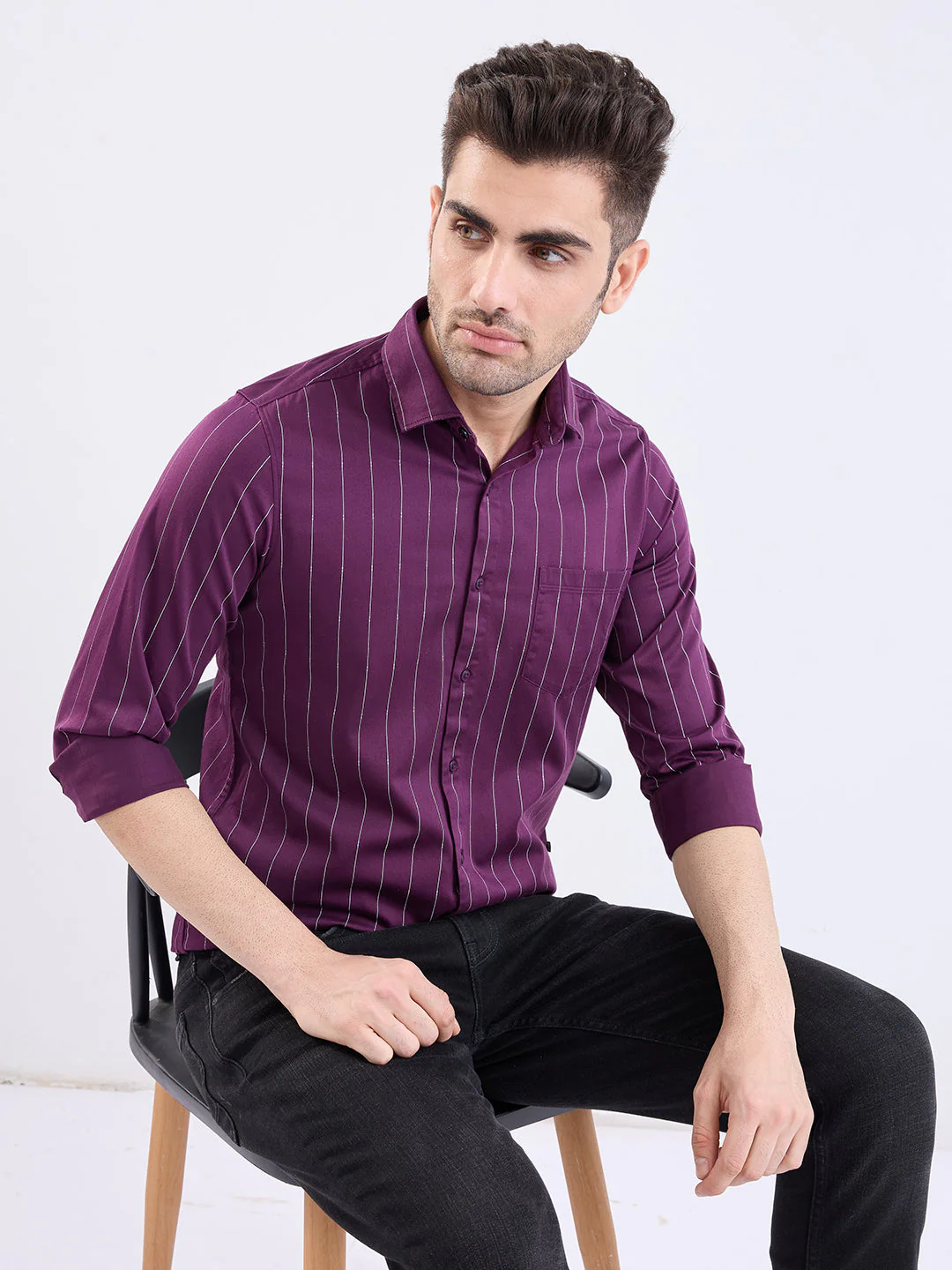 Men Shirt Red Slim Fit - Image 7