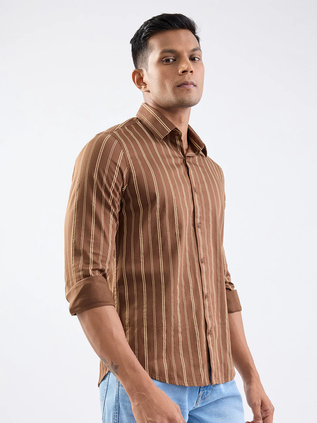 Men Shirt Brown Slim Fit