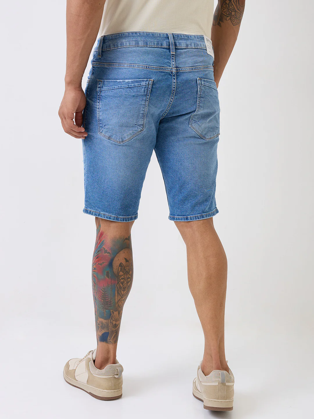 Men Shorts Light Blue Mid Rise - Image 4