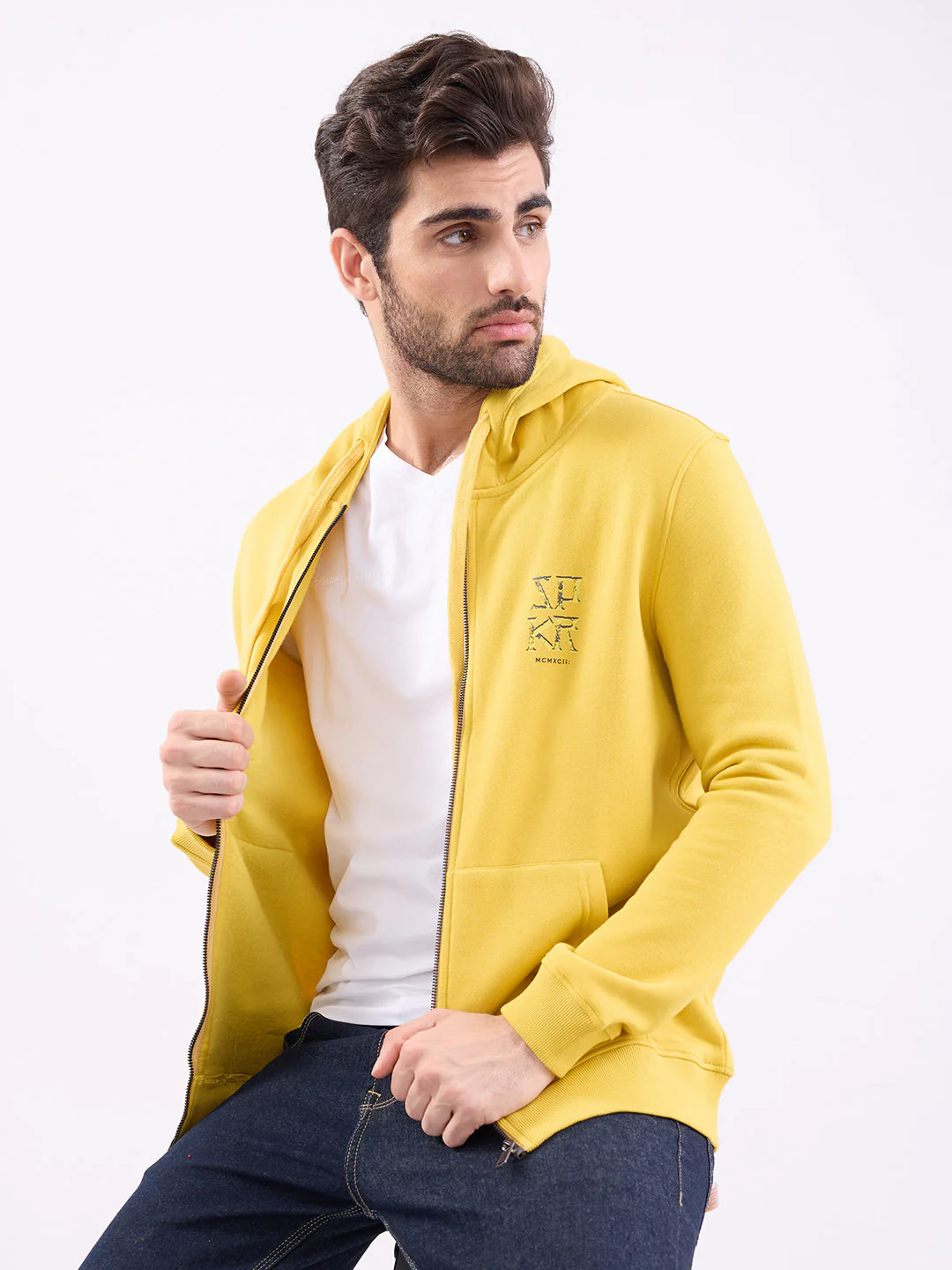 Men Sweatshirt Yellow Regular Fit - Image 7