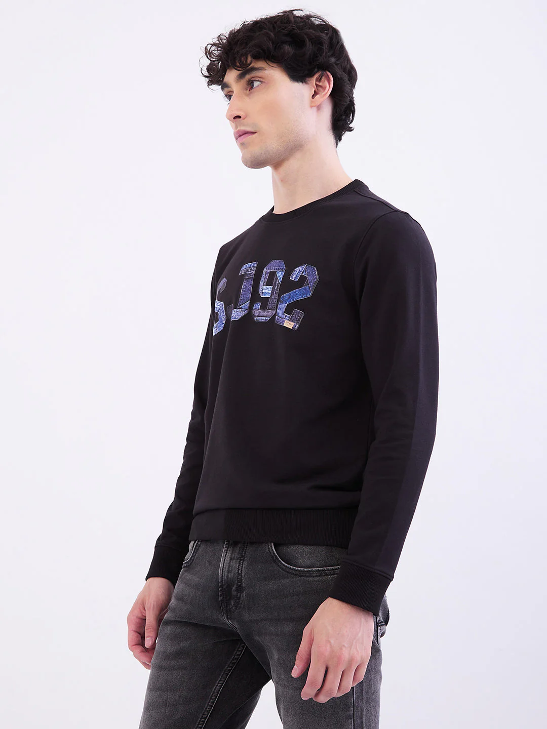 Men Sweatshirt Black Slim Fit - Image 3