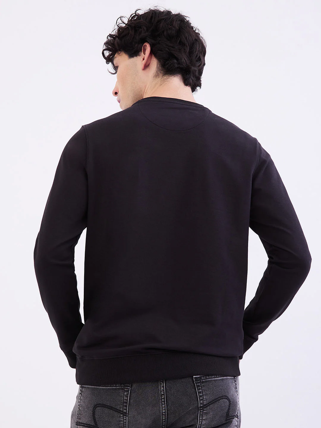 Men Sweatshirt Black Slim Fit - Image 4