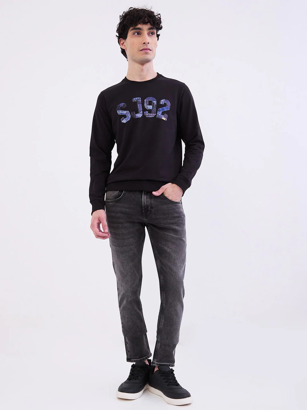 Men Sweatshirt Black Slim Fit - Image 5
