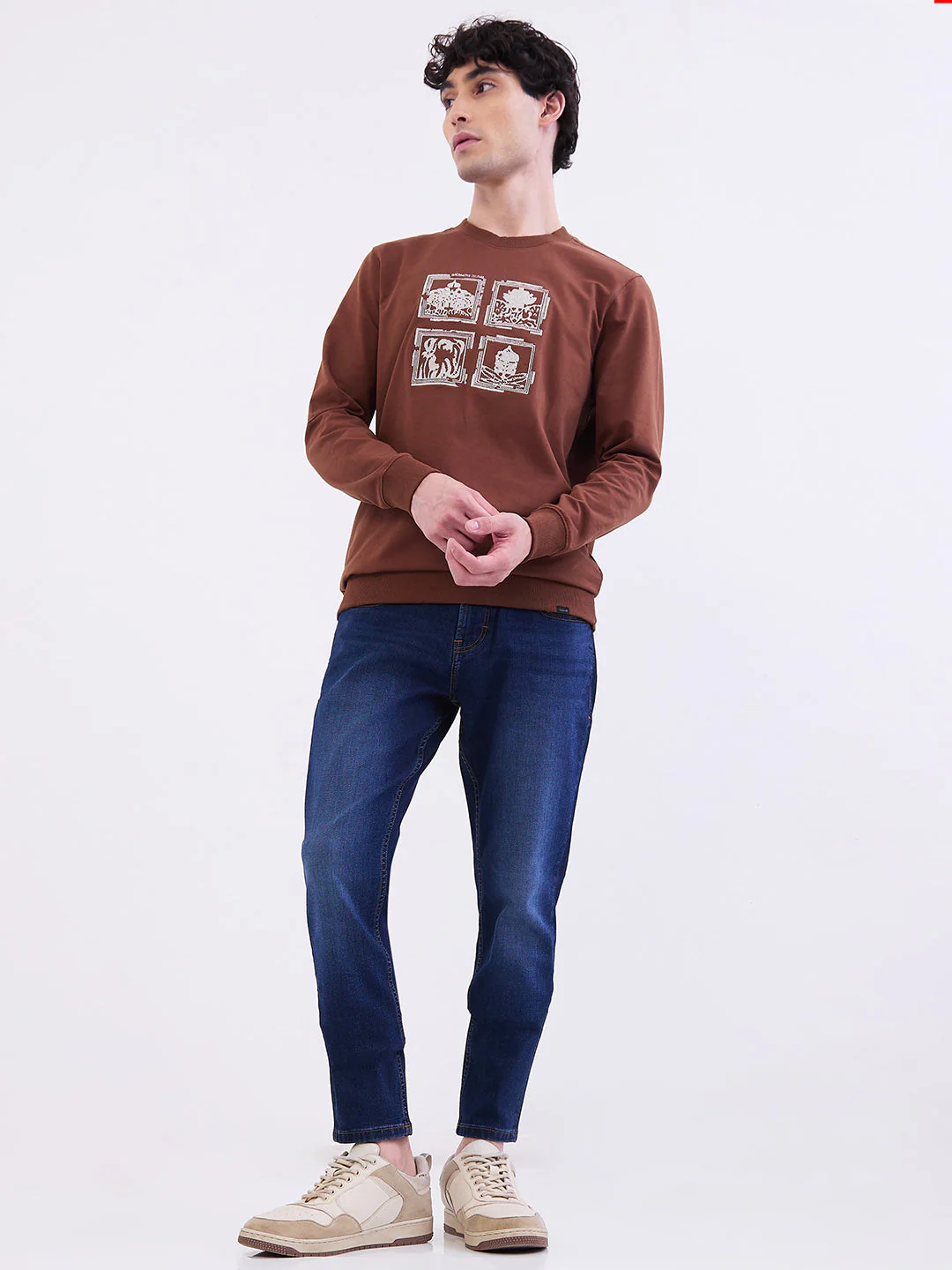 Men Sweatshirt Brown Slim Fit - Image 5