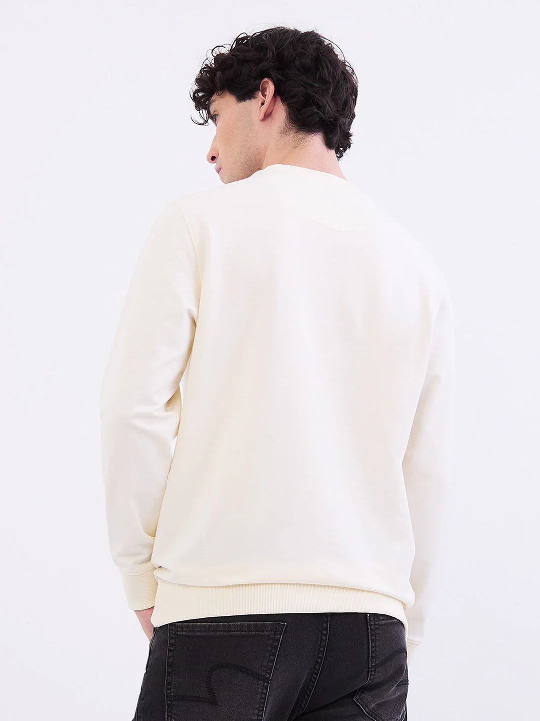 Men Sweatshirt Off White Slim Fit - Image 4